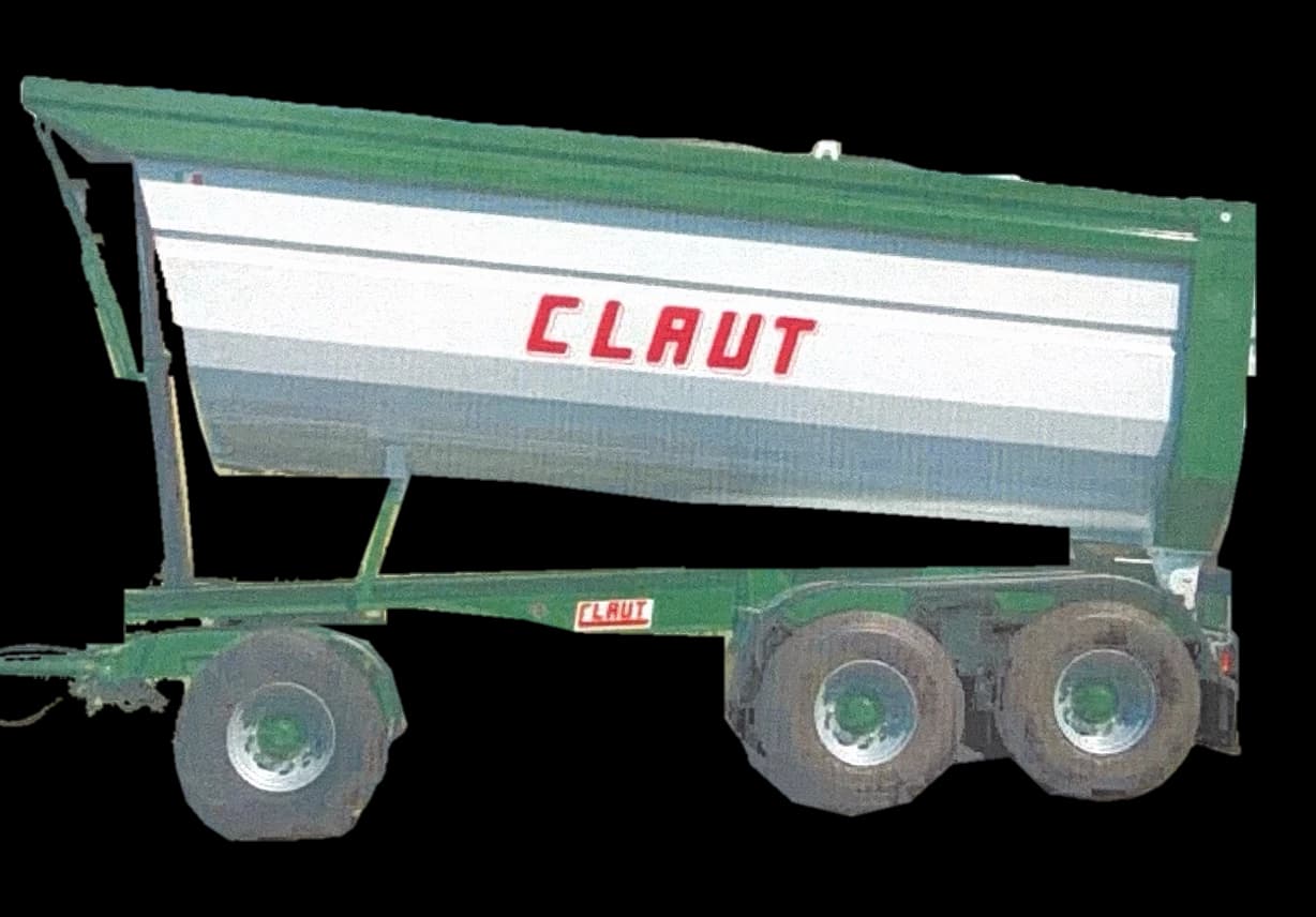 Dumper a tre assi 200RP AS 7 visto di fianco, vasca bianca con bordi verdi e due assi posteriori ravvicinati