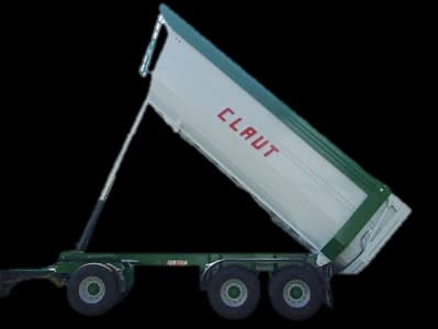 Dumper a tre assi 200RP AS 7 con la vasca ribaltata all'indietro e il pistone di sollevamento esteso